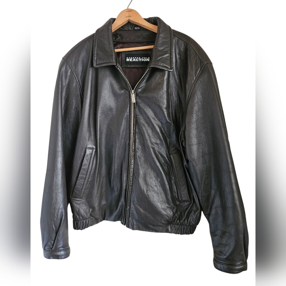 Kenneth Cole Brown Leather Jacket Men's Size L